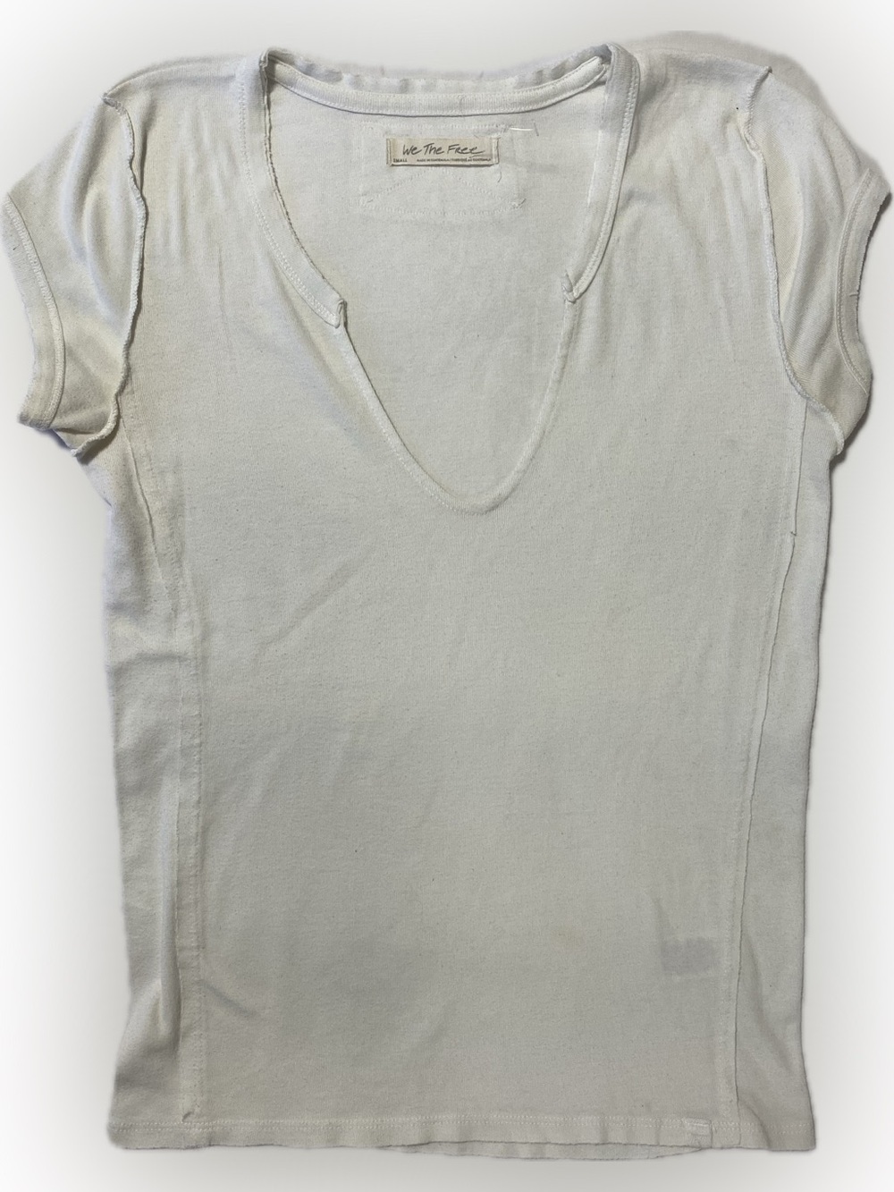 We The Free Ivory Scoop Neck Short Sleeve Top